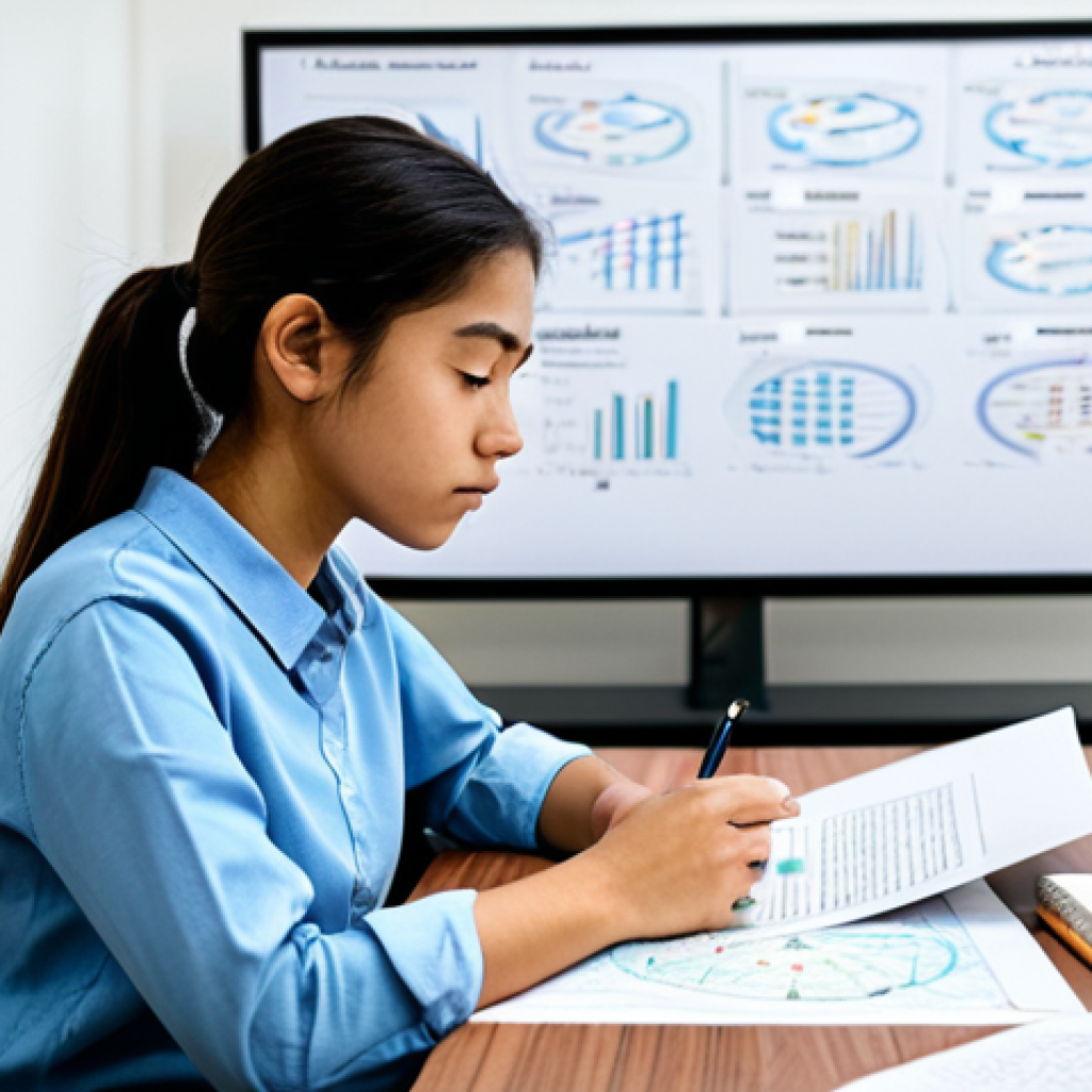 A focused professional student, fully clothed in a modest business casual outfit, sits attentively at a modern, clean desk in a brightly lit study room. The student is actively creating an intricate mind map on a large sheet of paper, surrounded by open professional textbooks and digital notes on a tablet, demonstrating deep concentration and intellectual engagement. The background depicts an organized and conducive study environment. safe for work, appropriate content, fully clothed, professional, perfect anatomy, correct proportions, natural pose, well-formed hands, proper finger count, natural body proportions, high quality, professional photography.