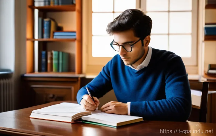공인회계사 시험 기간별 학습 전략 - **Prompt 1: Focused Study Session in an Italian Home**
    A realistic, well-lit image of a young ad...