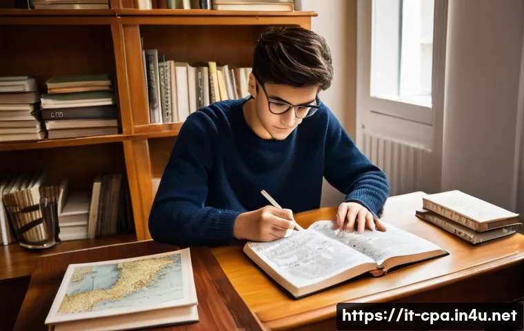 공인회계사 시험과 논문 준비법 - **Prompt:** A focused Italian student, male or female in their early twenties, diligently studying a...