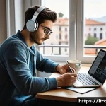 CPA 시험 합격 후기 분석 - A focused young adult Italian student studying at a modern home office desk, surrounded by CPA exam ...