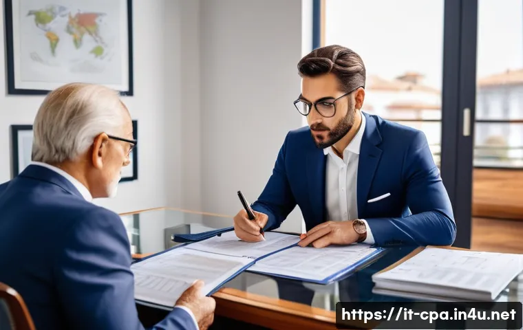 공인회계사로서의 윤리적 책임 - A professional Italian accountant in a modern office setting, wearing formal business attire with a ...