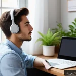 CPA 준비생 멘탈 관리법 - A young Italian CPA exam candidate studying at a neat, sunlit desk in a cozy home office, surrounded...