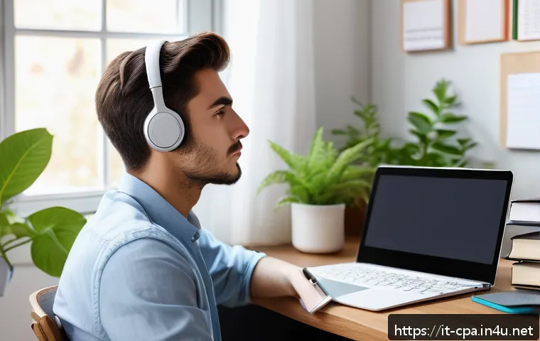 CPA 준비생 멘탈 관리법 - A young Italian CPA exam candidate studying at a neat, sunlit desk in a cozy home office, surrounded...