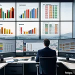 Home 18 공인회계사 직업 만족도 - A modern Italian accountant's office scene showing a professional at work with dual computer monitor...
