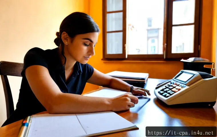 CPA 실기 시험 팁 - Photorealistic Italian accounting student preparing for a professional practical exam at a tidy home...